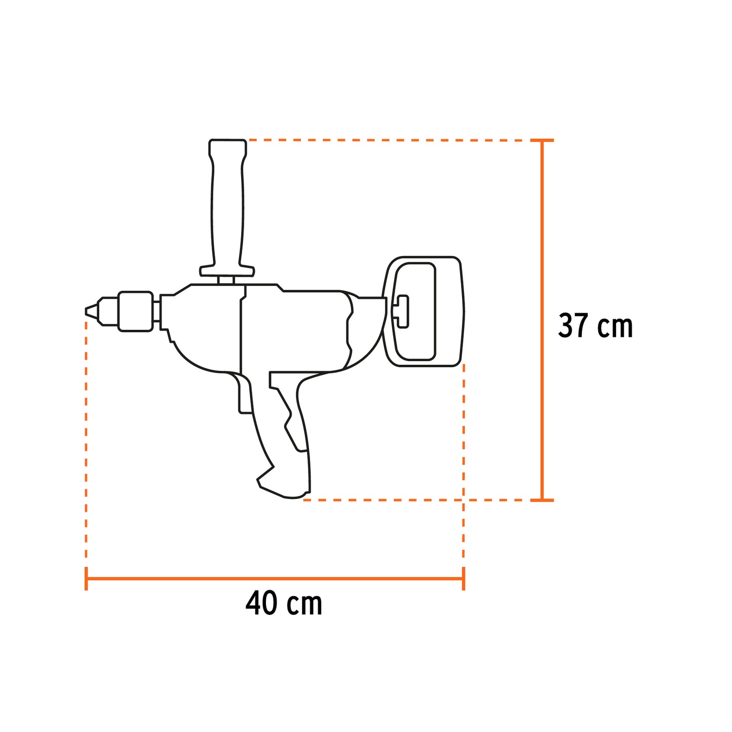 Taladro tipo espada 1/2". 1150W. TRUPER INDUSTRIAL
