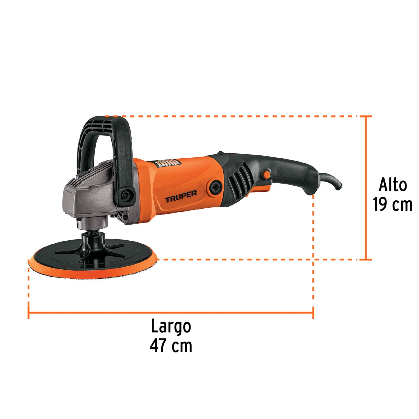 Pulidora velocidad variable 7". 1200W. TRUPER PRO