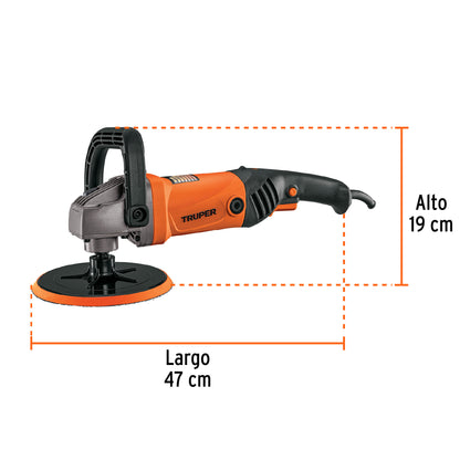 Pulidora velocidad variable 7". 1200W. TRUPER PRO