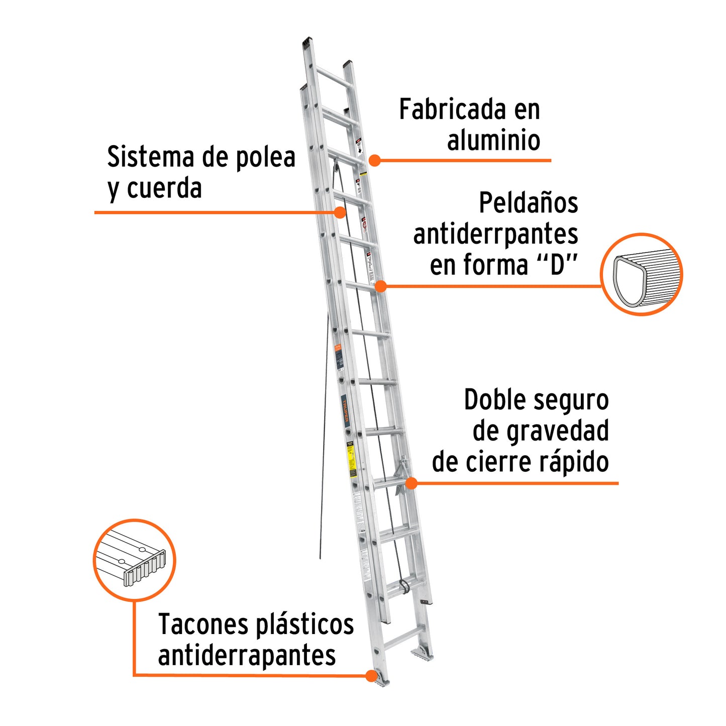 Escalera de extensión. tipo III. 24 peldaños. Truper